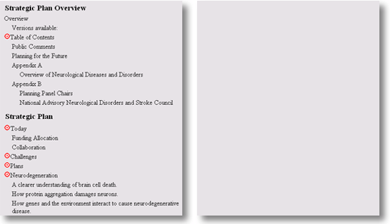 inaccessibloe and accessible table of contents